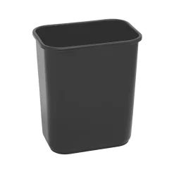 Highmark™ Rectangular Plastic Wastebasket, 6.5 Gallons, 15"H x 10"W x 14-1/4"D, Black