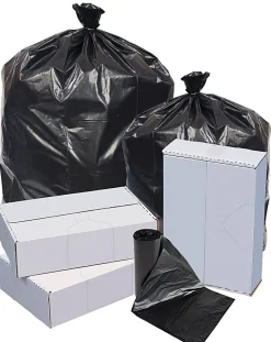Highmark™ Repro Trash Liners, 1.25 mil, 40 To 45 Gallons, 70% Recycled, Black, Box Of 100 Liners