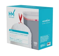 Highmark™ Tall 0.9 mil Drawstring Kitchen Trash Bags, 0.9mil, 13 Gallon, 27.375
