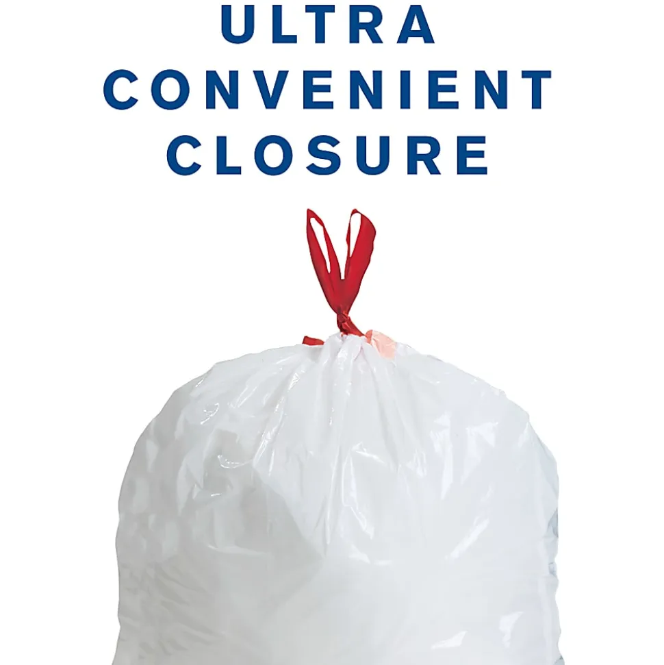 Highmark™ Tall 0.6 mil Drawstring Kitchen Trash Bags, 0.6 mil, 13 Gallon, 24" x 28", White, Box Of 120