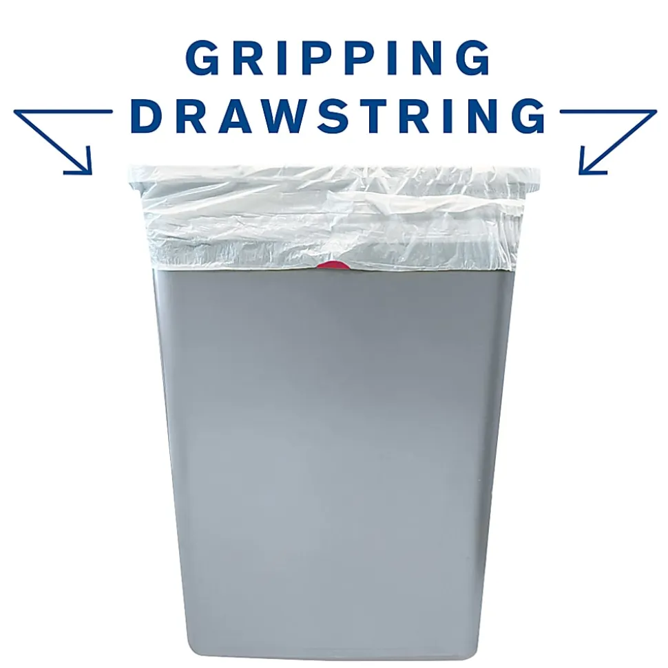Highmark™ Tall 0.6 mil Drawstring Kitchen Trash Bags, 0.6 mil, 13 Gallon, 24" x 28", White, Box Of 120