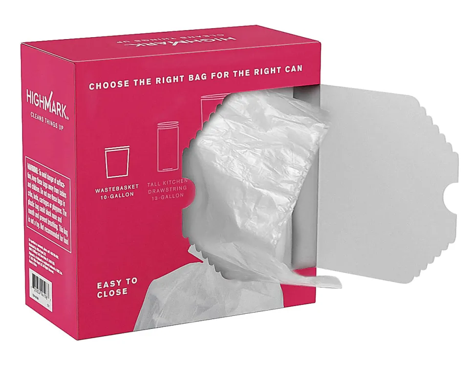 Highmark™ Wastebasket Trash Bags, 0.34 mil, 10 Gallon, Clear, Box Of 160 Bags