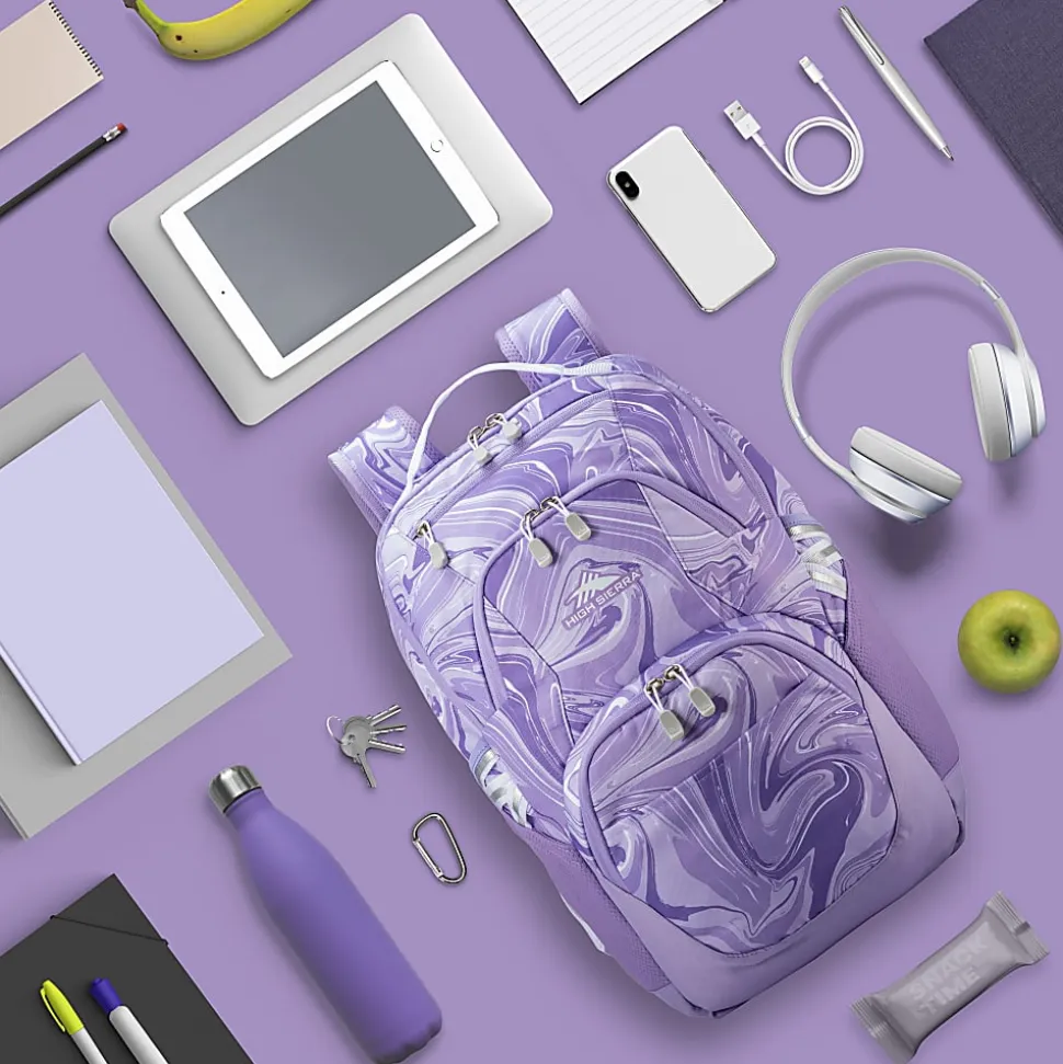 High Sierra Swoop Backpack With 17" Laptop Pocket, Marble Lavender