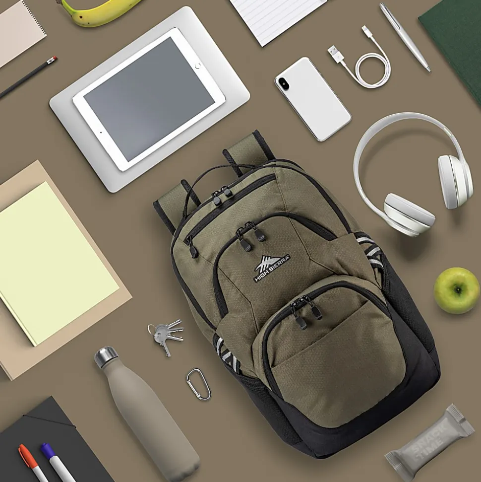 High Sierra Swoop Laptop Backpack With 17" Laptop Pocket, Olive