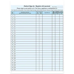 HIPAA-Compliant Bilingual Patient/Visitor Privacy Sign-In Sheets, 2-Part, 8-1/2" x 11", Blue, Pack Of 1,000 Sheets