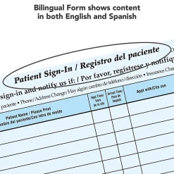 HIPAA Compliant Bilingual Patient/Visitor Privacy 2-Part Sign-In Sheets, 8-1/2" x 11", Blue, Pack Of 125 Sheets