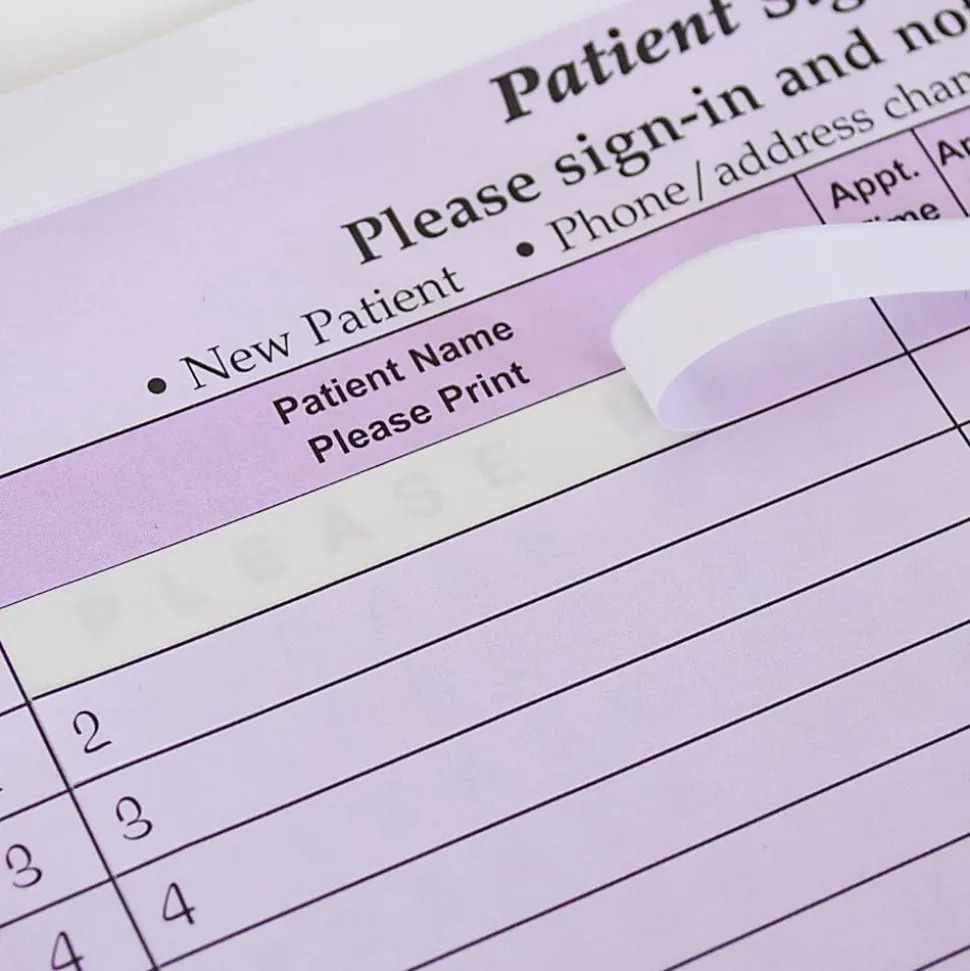 HIPAA Compliant Patient/Visitor Privacy 2-Part Sign-In Sheets, 8-1/2" x 11", Purple, Pack Of 250 Sheets