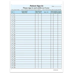 HIPAA Compliant Patient/Visitor Privacy 2-Part Sign-In Sheets, With Out-Of-Country Box, 8-1/2