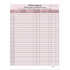 HIPAA Compliant Patient/Visitor Privacy 2-Part Sign-In Sheets, 8-1/2" x 11", Burgundy, Pack Of 125 Sheets