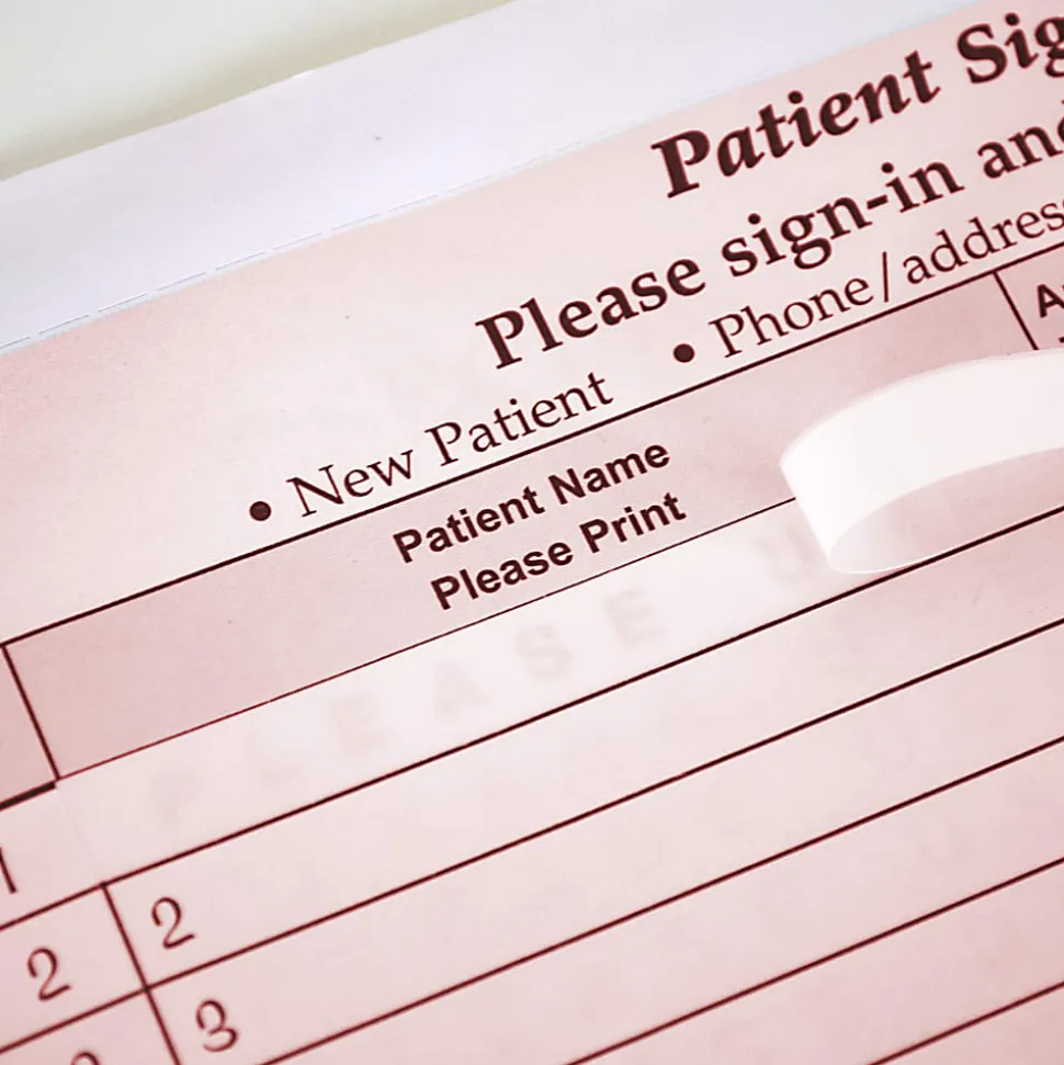 HIPAA Compliant Patient/Visitor Privacy 2-Part Sign-In Sheets, 8-1/2" x 11", Burgundy, Pack Of 125 Sheets