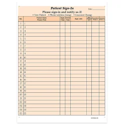 HIPAA Compliant Patient/Visitor Privacy 2-Part Sign-In Sheets, 8-1/2" x 11", Orange, Pack Of 125 Sheets
