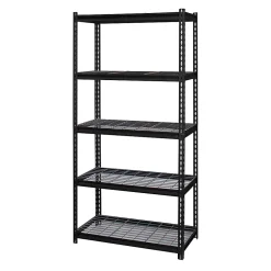 Hirsh® Iron Horse 2300 Steel Wire Deck Shelving Unit, 5 Shelves, 72"H x 36"W x 18"D, Black