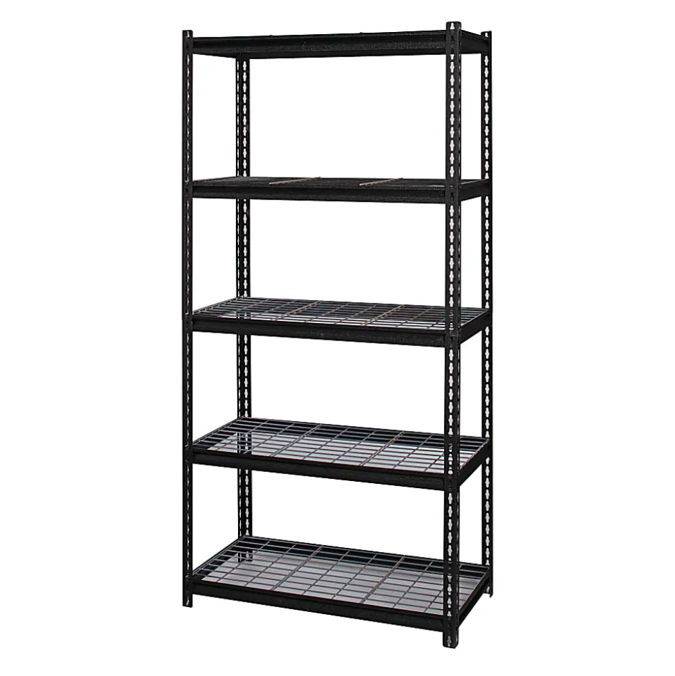 Hirsh® Iron Horse 2300 Steel Wire Deck Shelving Unit, 5 Shelves, 72"H x 36"W x 18"D, Black