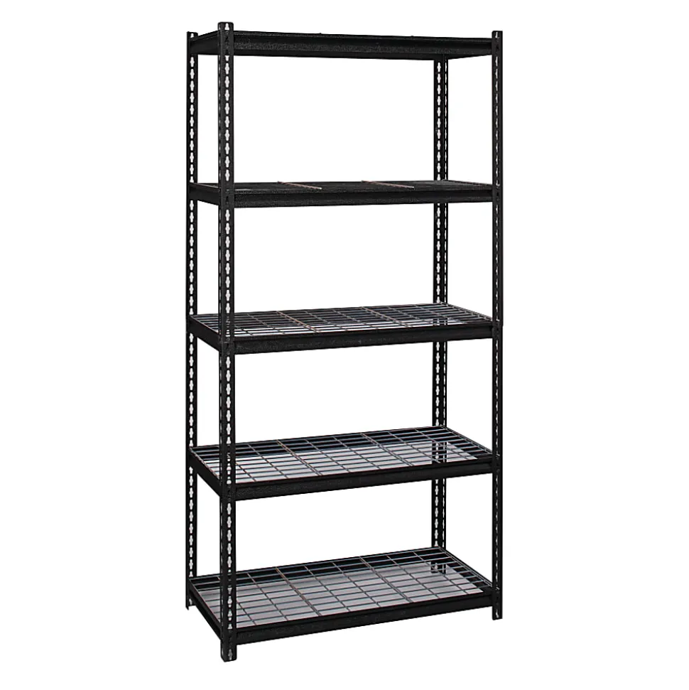 Hirsh® Iron Horse 2300 Steel Wire Deck Shelving Unit, 5 Shelves, 72"H x 36"W x 18"D, Black