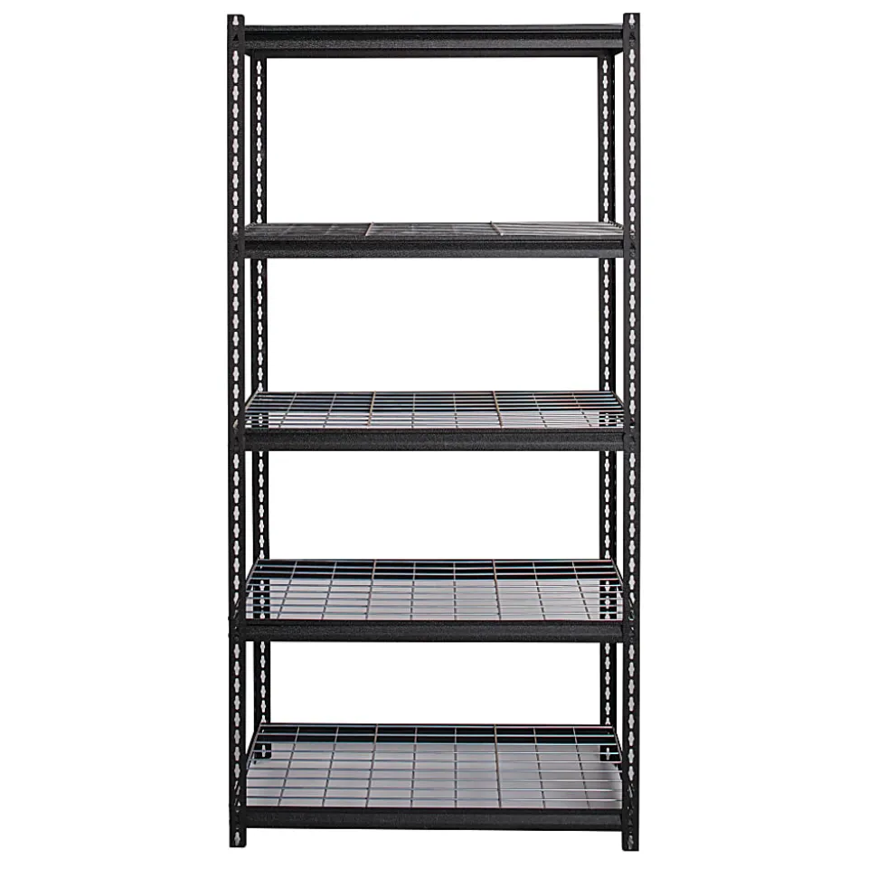 Hirsh® Iron Horse 2300 Steel Wire Deck Shelving Unit, 5 Shelves, 72"H x 36"W x 18"D, Black