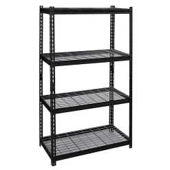 Hirsh® Iron Horse 2300 Steel Wire Deck Shelving Unit, 4 Shelves, 60"H x 36"W x 18"D, Black