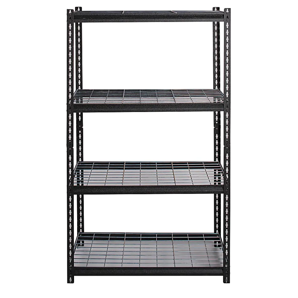 Hirsh® Iron Horse 2300 Steel Wire Deck Shelving Unit, 4 Shelves, 60"H x 36"W x 18"D, Black
