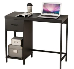 Homenations 36"W Wood/Metal Student Desk With Storage, Black