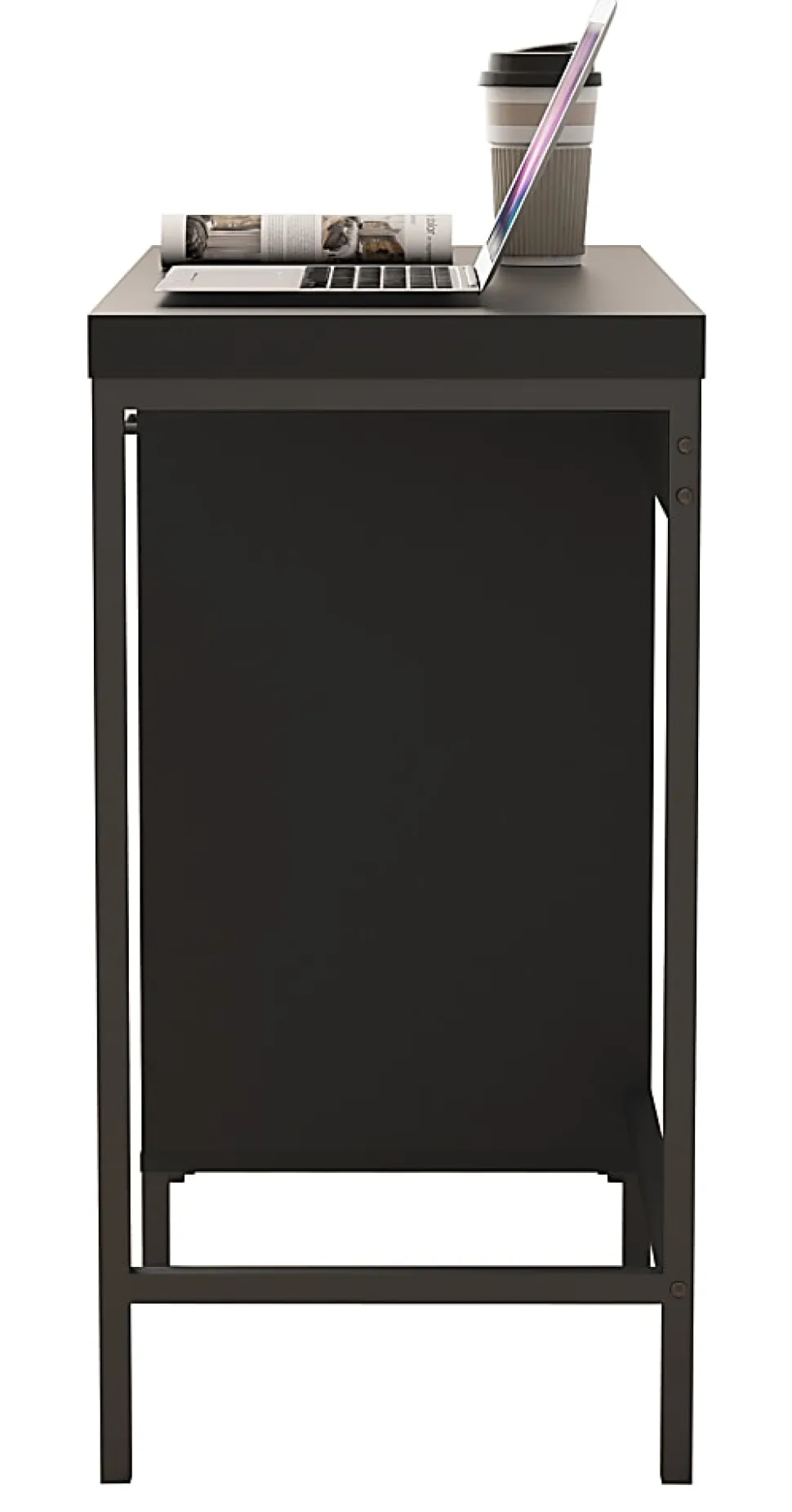 Homenations 36"W Wood/Metal Student Desk With Storage, Black