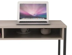 Homenations 44"W Wood/Metal Student Desk, Light Walnut