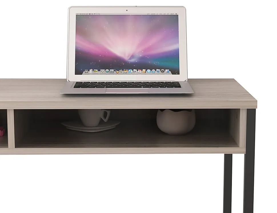 Homenations 44"W Wood/Metal Student Desk, Light Walnut