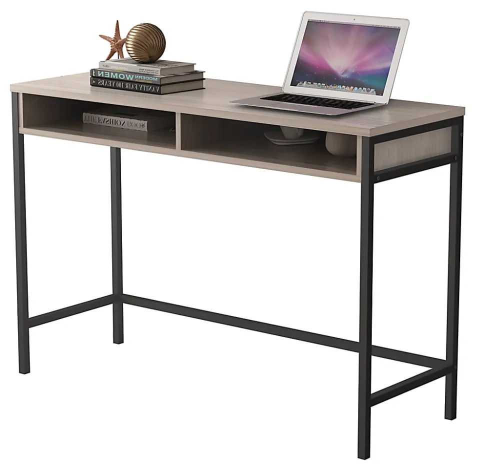Homenations 44"W Wood/Metal Student Desk, Light Walnut