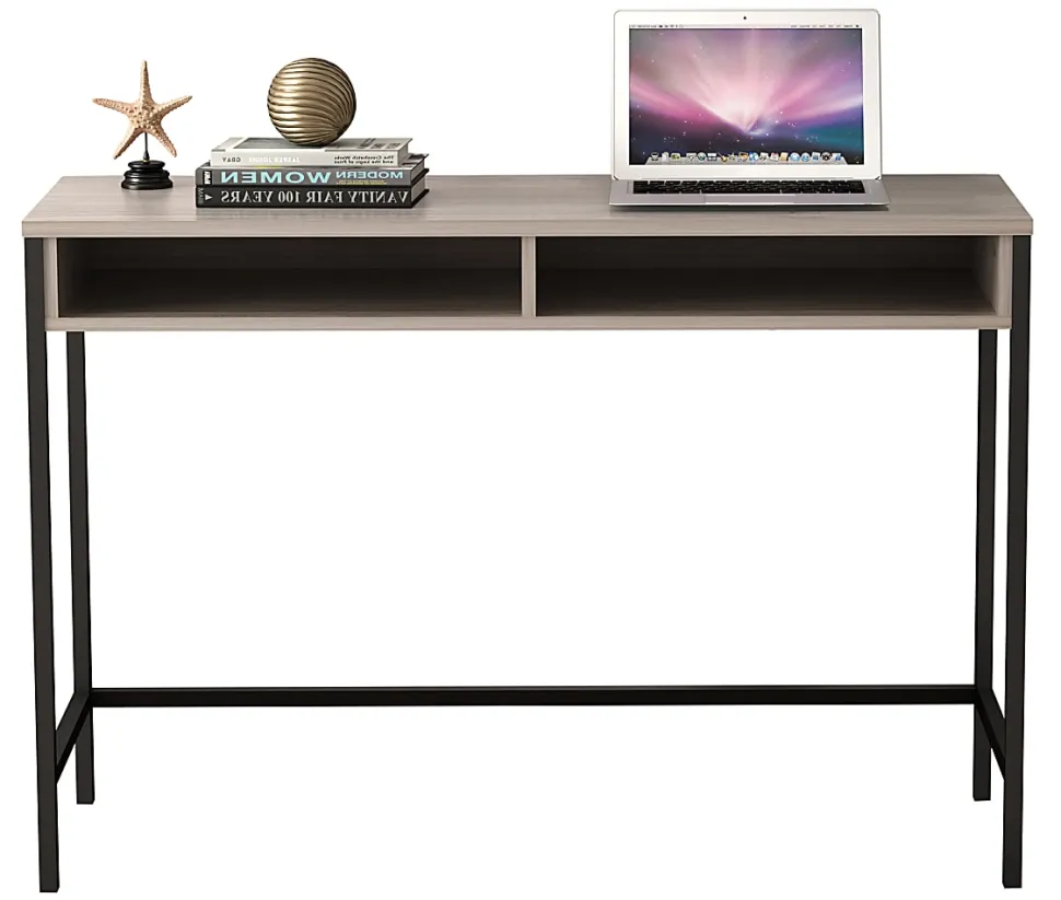 Homenations 44"W Wood/Metal Student Desk, Light Walnut