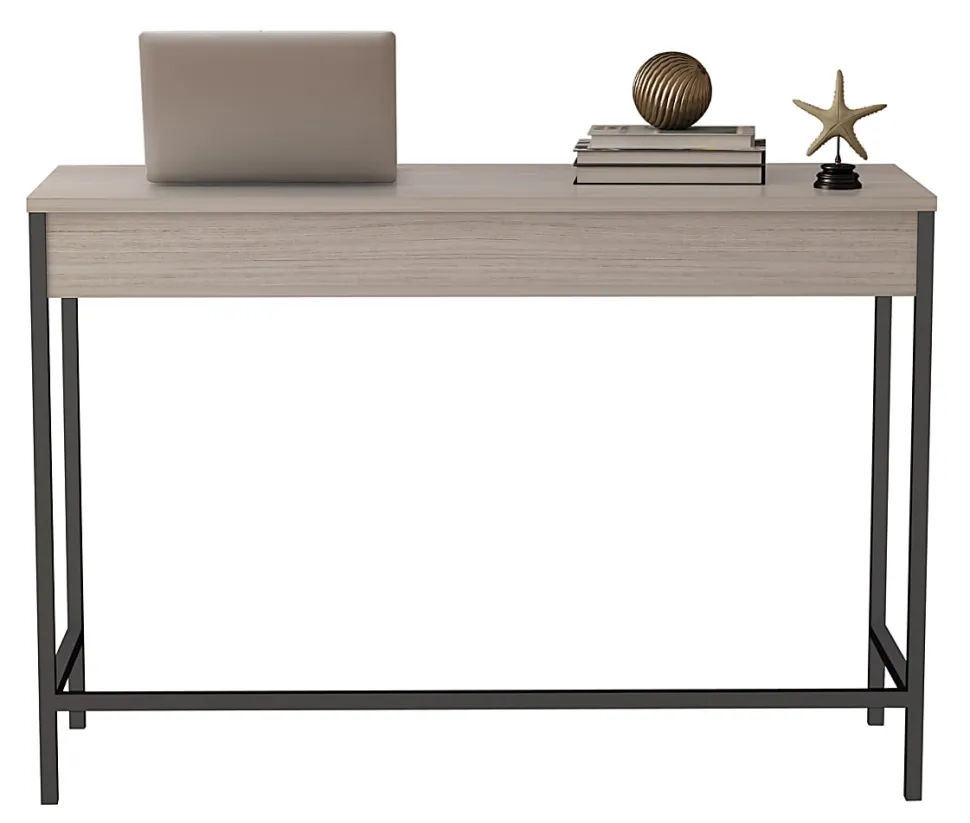 Homenations 44"W Wood/Metal Student Desk, Light Walnut