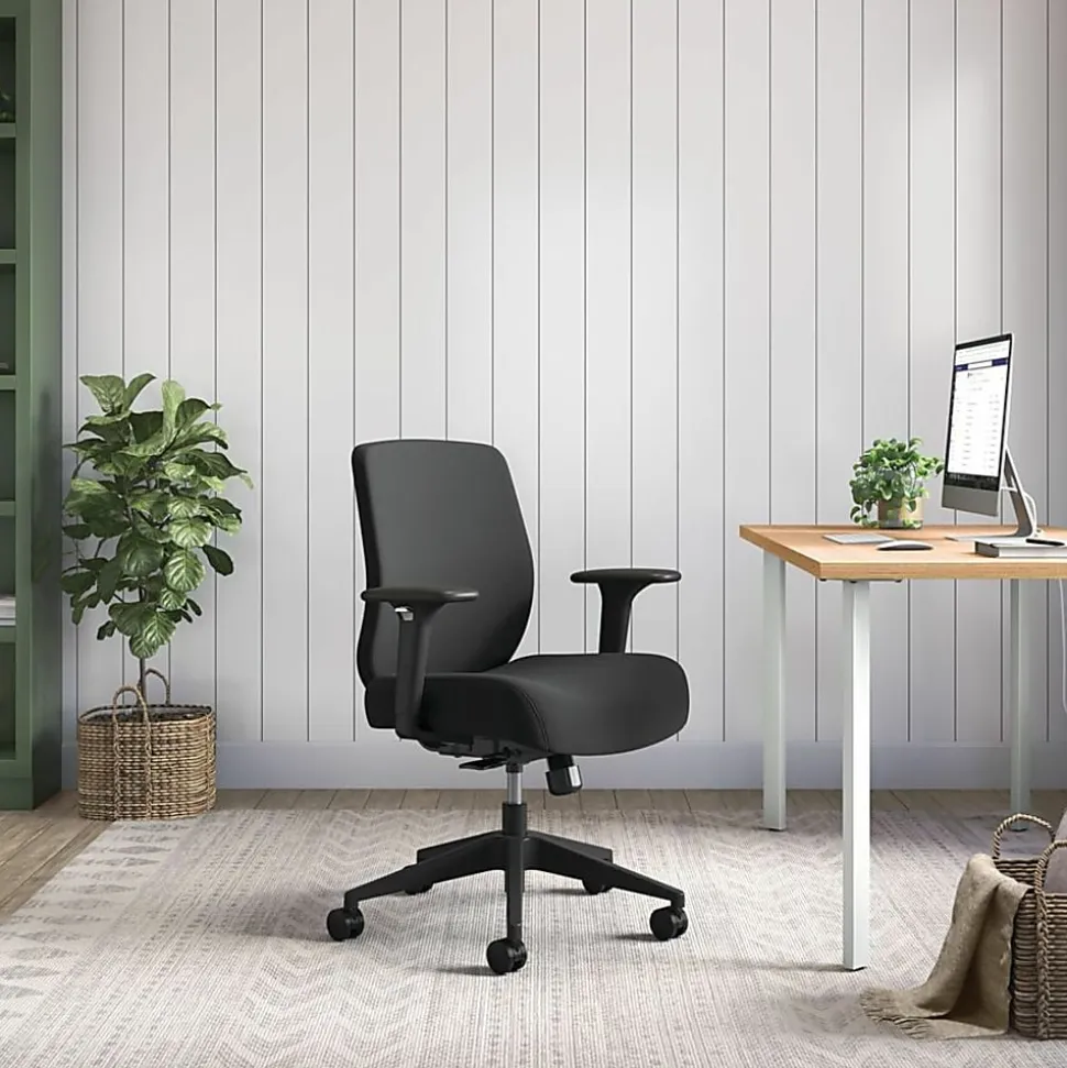HON Altern Task Chair - Fabric, Foam Seat Material - Fabric Back Material - Black Frame Color - Mid Back - Black - Armrest - 1 Each