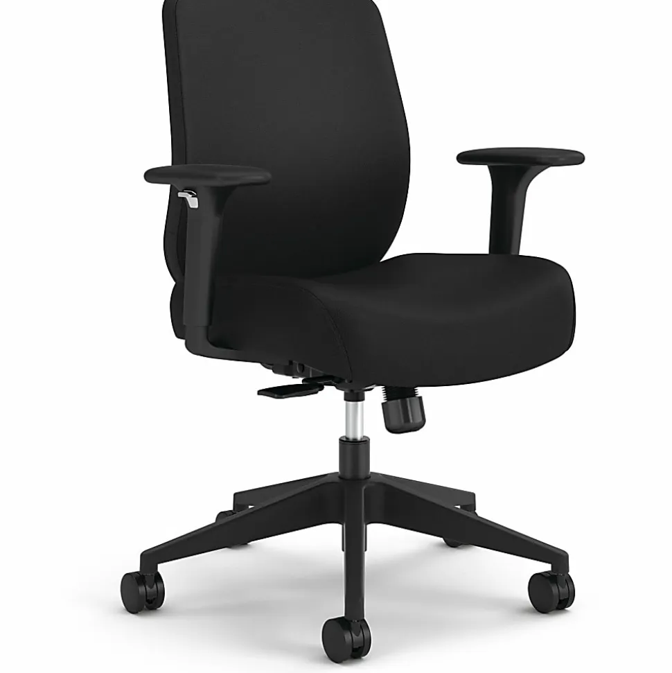 HON Altern Task Chair - Fabric, Foam Seat Material - Fabric Back Material - Black Frame Color - Mid Back - Black - Armrest - 1 Each