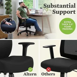 HON Altern Task Chair - Fabric, Foam Seat Material - Fabric Back Material - Black Frame Color - Mid Back - Black - Armrest - 1 Each