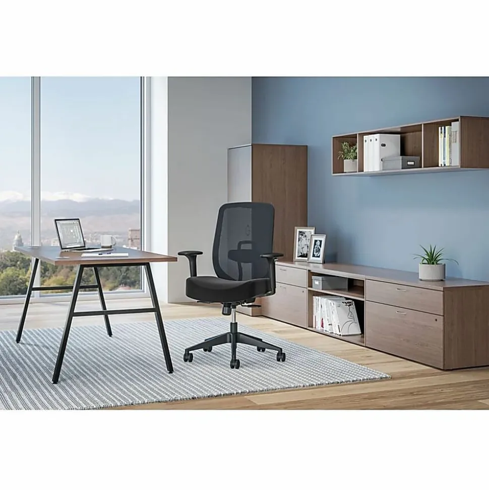 HON Altern Task Chair - Fabric, Foam Seat Material - Mesh Back Material - Black Frame Color - Mid Back - Black - Armrest - 1 Each