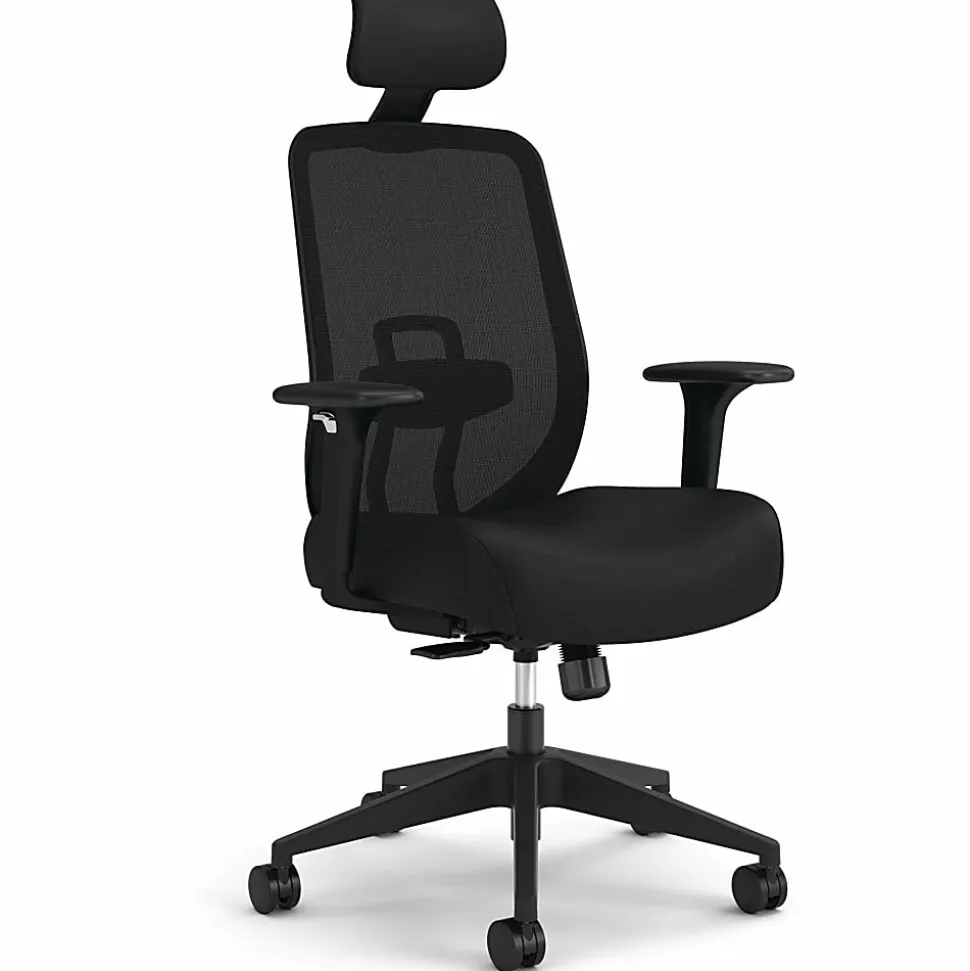 HON Altern Task Chair - Fabric, Foam Seat Material - Mesh Back Material - Black Frame Color - Mid Back - Black - Armrest - 1 Each