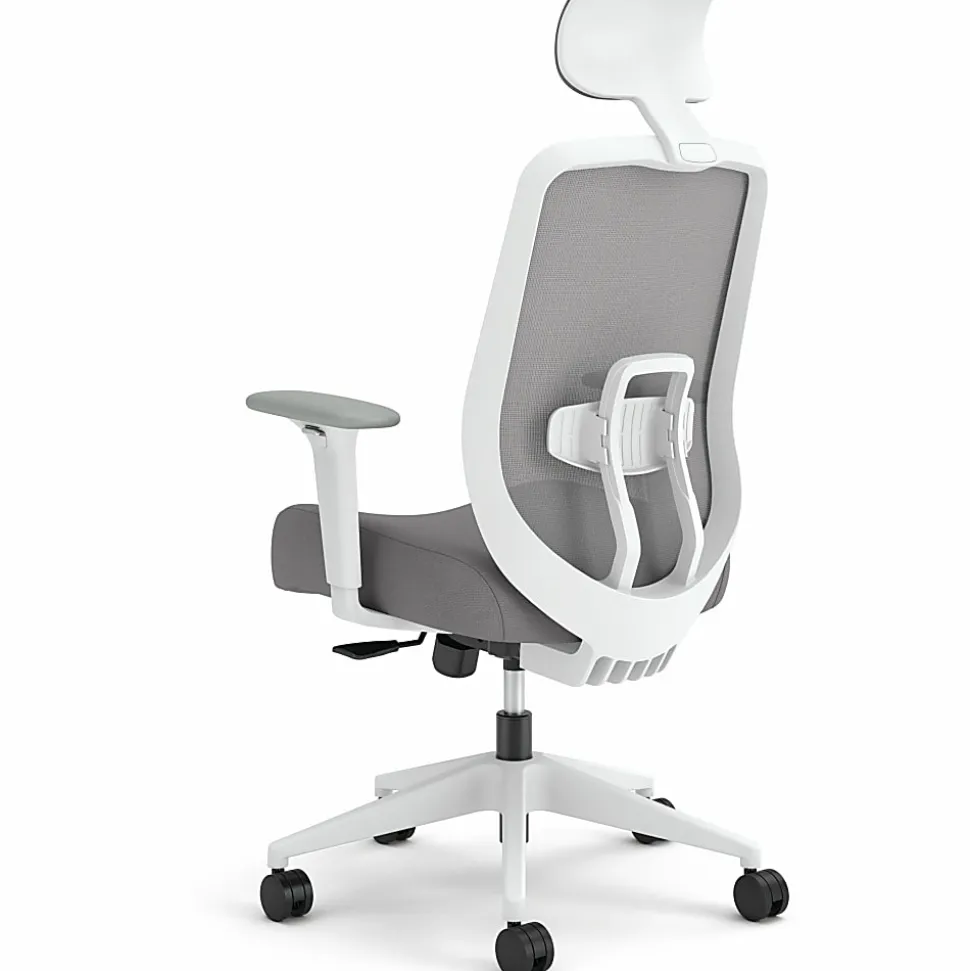 HON Altern Task Chair | Mesh Mid-Back |-Adjustable Arms | White Frame | Grey Fabric - Fabric, Foam Seat - ALTT1UMWHT