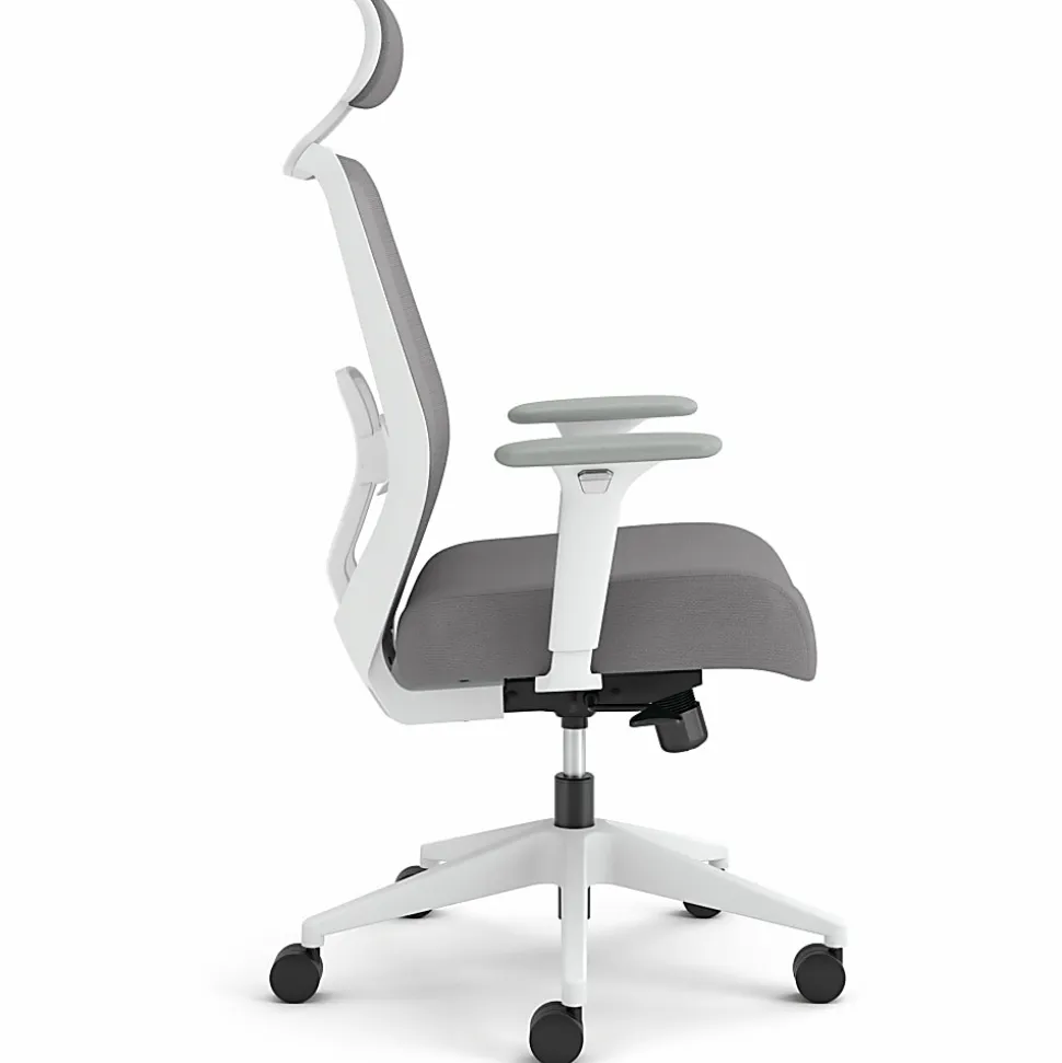 HON Altern Task Chair | Mesh Mid-Back |-Adjustable Arms | White Frame | Grey Fabric - Fabric, Foam Seat - ALTT1UMWHT