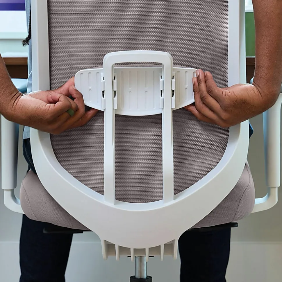HON Altern Task Chair | Mesh Mid-Back |-Adjustable Arms | White Frame | Grey Fabric - Fabric, Foam Seat - ALTT1UMWHT