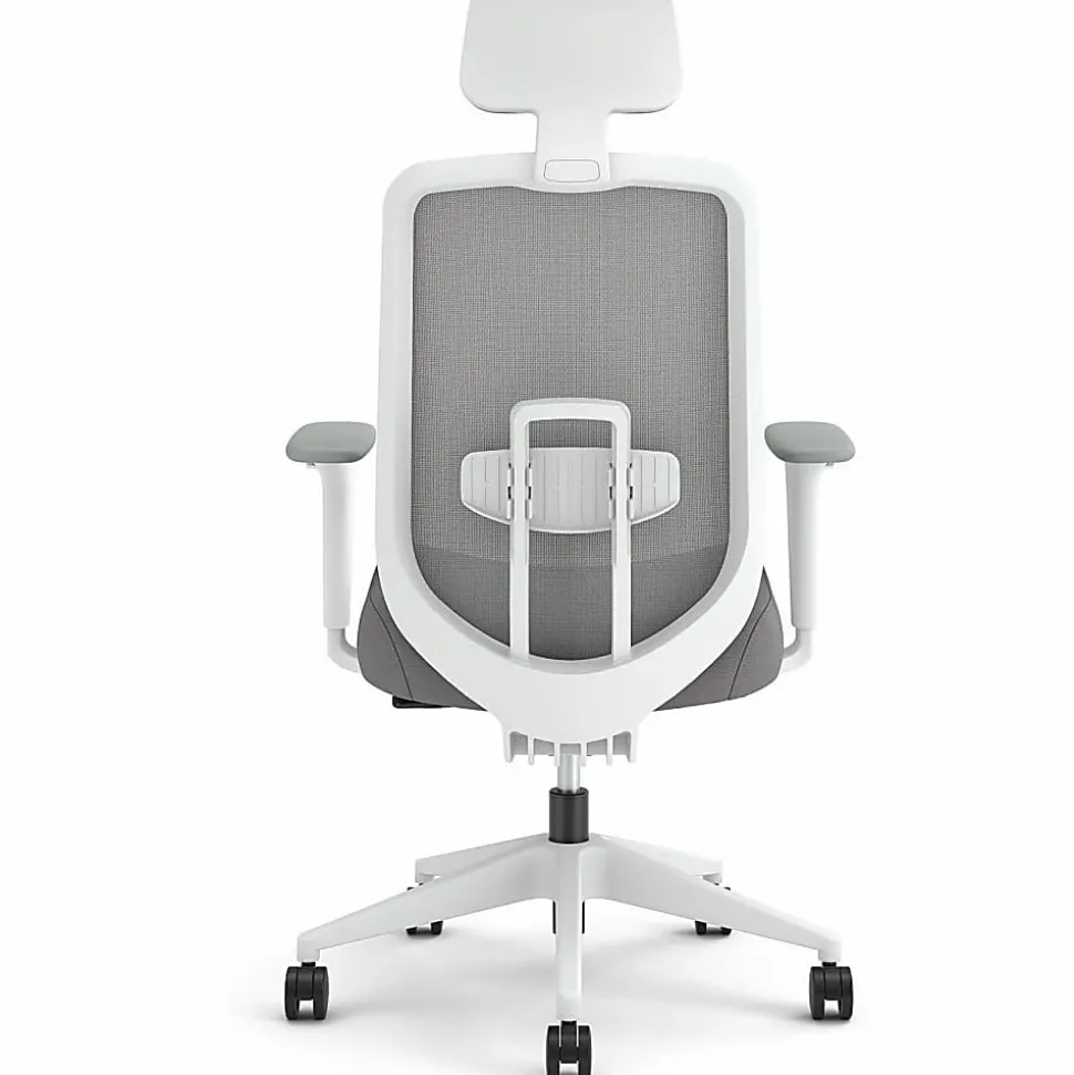 HON Altern Task Chair | Mesh Mid-Back |-Adjustable Arms | White Frame | Grey Fabric - Fabric, Foam Seat - ALTT1UMWHT