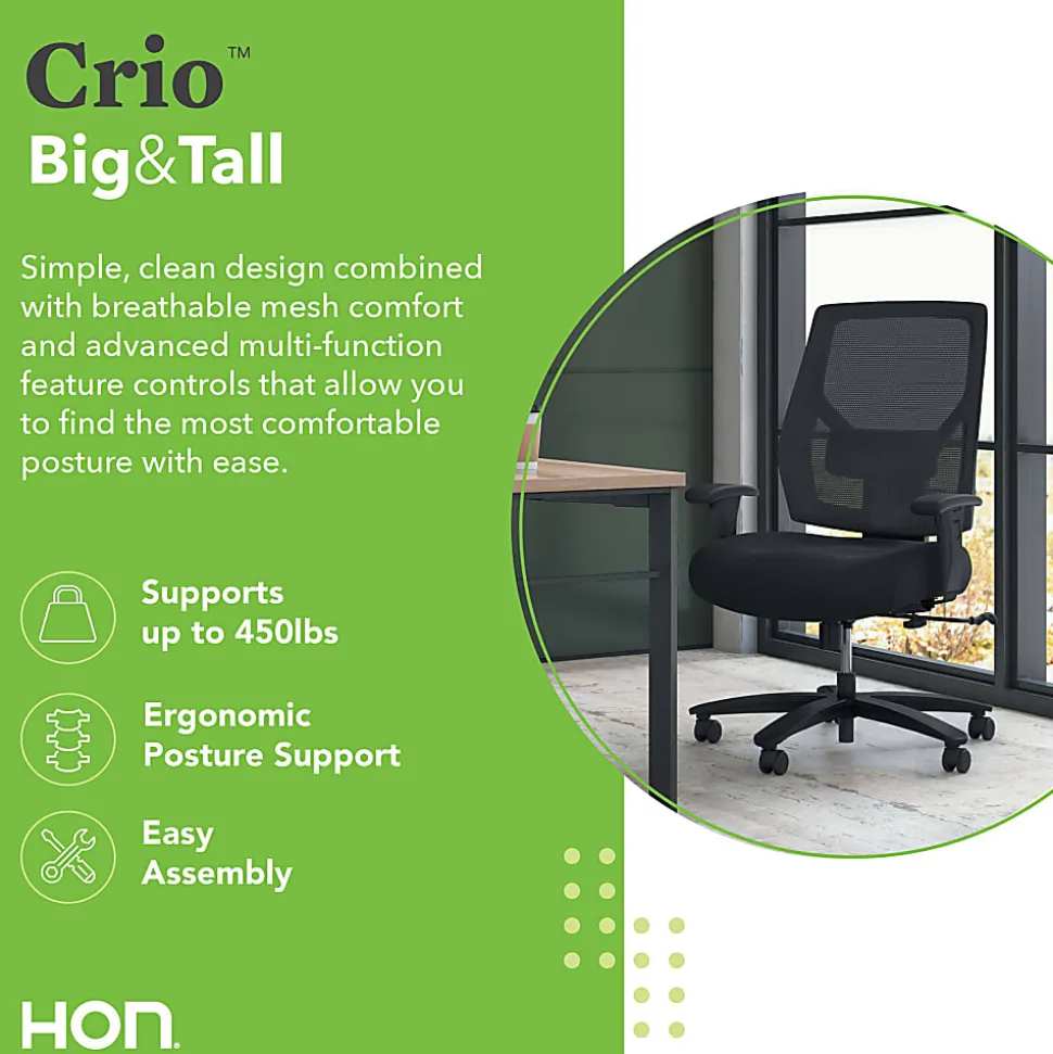 HON® Basyx Big & Tall Mid Back Task Chair, Black