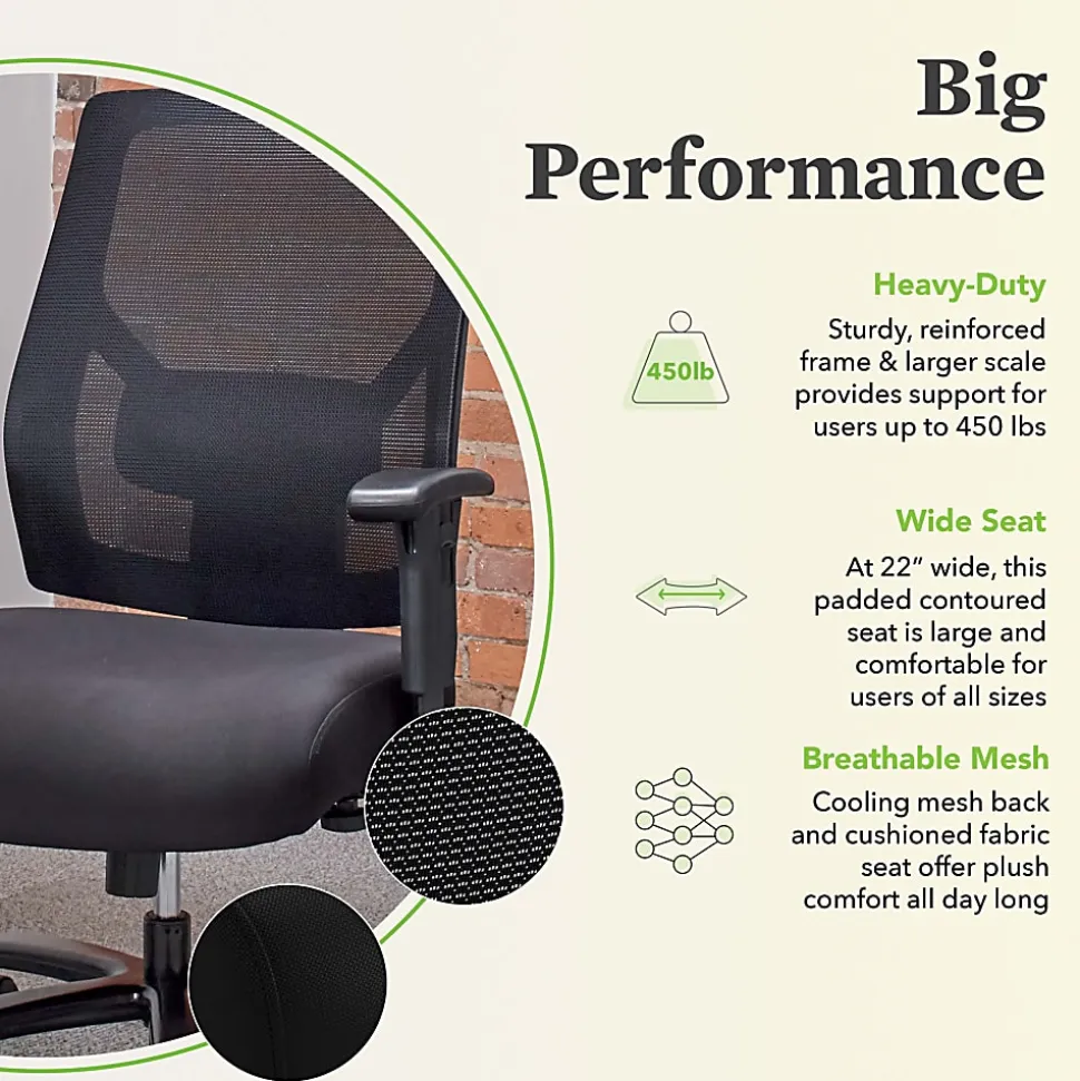 HON® Basyx Big & Tall Mid Back Task Chair, Black