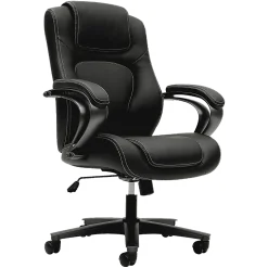 HONĀ® Basyx Ergonomic Bonded Leather Fixed Arm Executive Chair, Black