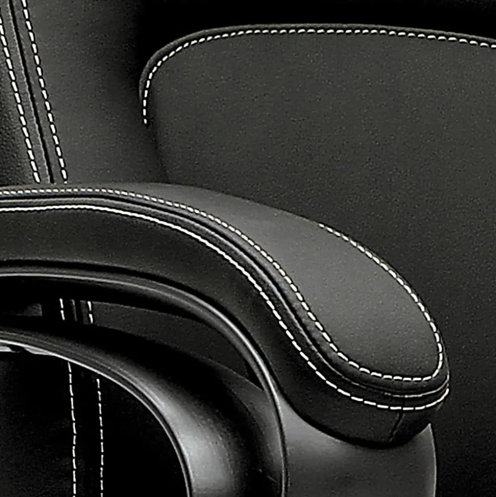 HON® Basyx Ergonomic Bonded Leather Fixed Arm Executive Chair, Black