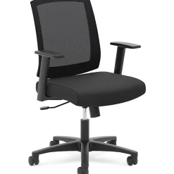 HON® Basyx Torch Task Chairs, Mesh Back, Fixed Arms, Black Seat, Fabric
