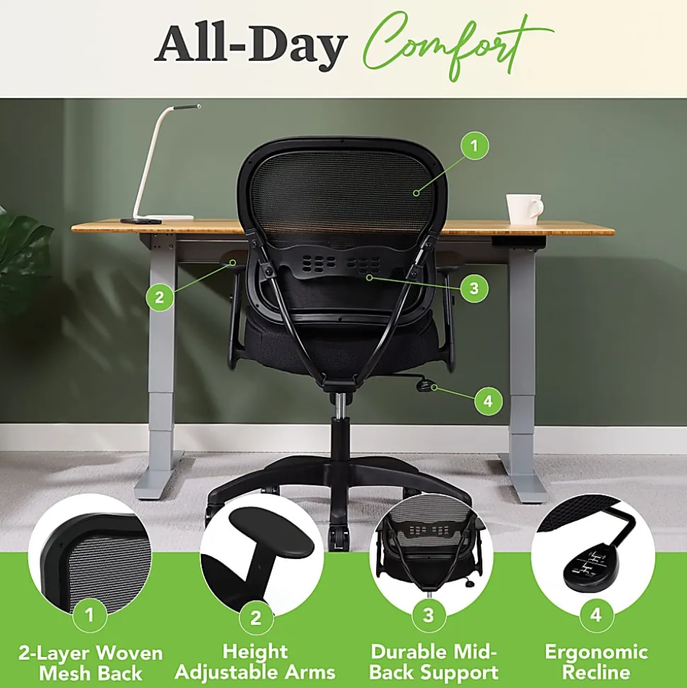 HON® Basyx Wave™ HVL712 Mid-Back Mesh Task Chair, Black