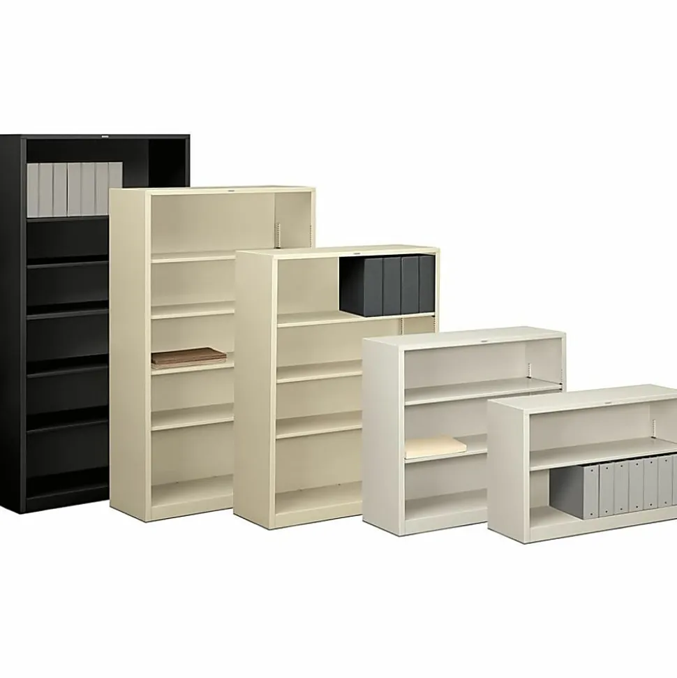 HON® Brigade® 4 Shelf Transitional Modular Shelving Bookcase,60"H x 34-1/2"W x 12-5/8"D, Black