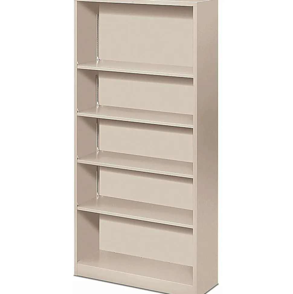 HON® Brigade® Steel Modular Shelving Bookcase, 5 Shelves, 71"H x 34-1/2"W x 12-5/8"D, Light Gray