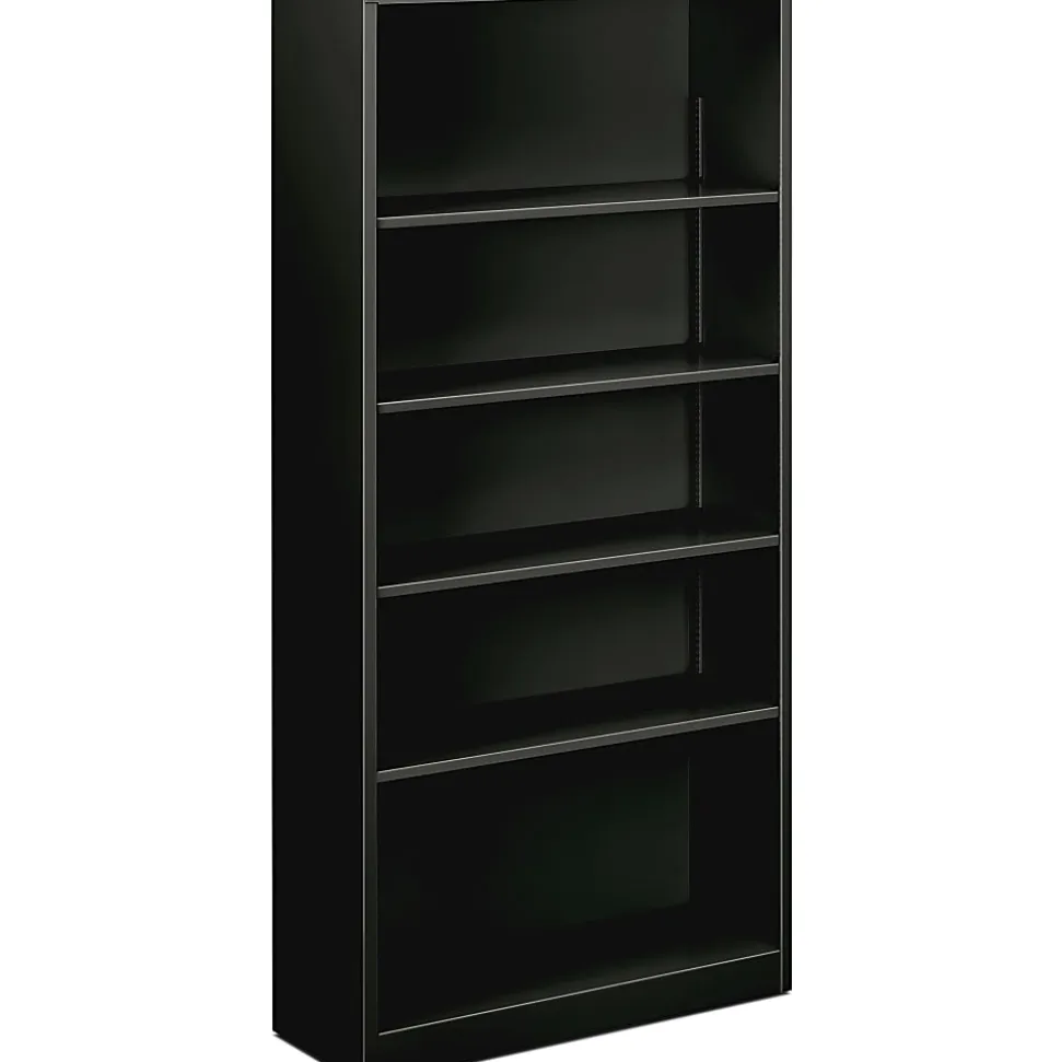 HON® Brigade® Steel Modular Shelving Bookcase, 5 Shelves, 72"H x 34-1/2"W x 12-5/8"D, Black