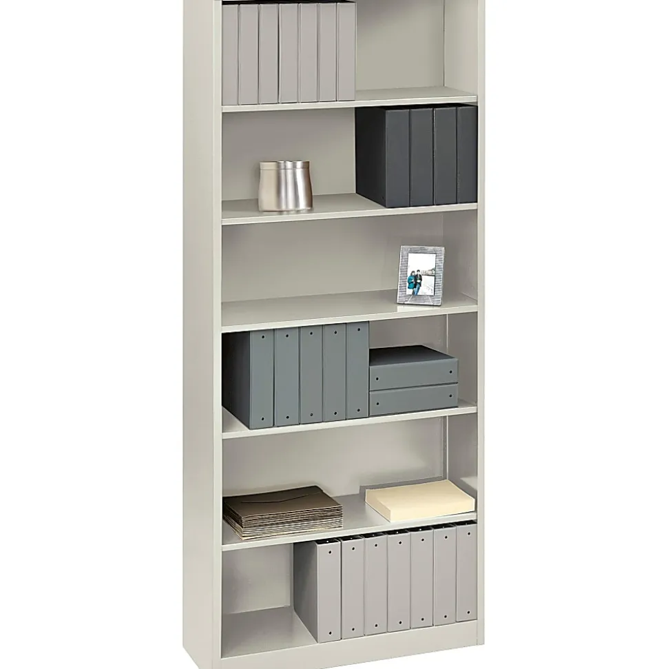 HON® Brigade® Steel Modular Shelving Bookcase, 6 Shelves (4 Adjustable), 81-1/8"H x 34-1/2"W x 12-5/8"D, Light Gray
