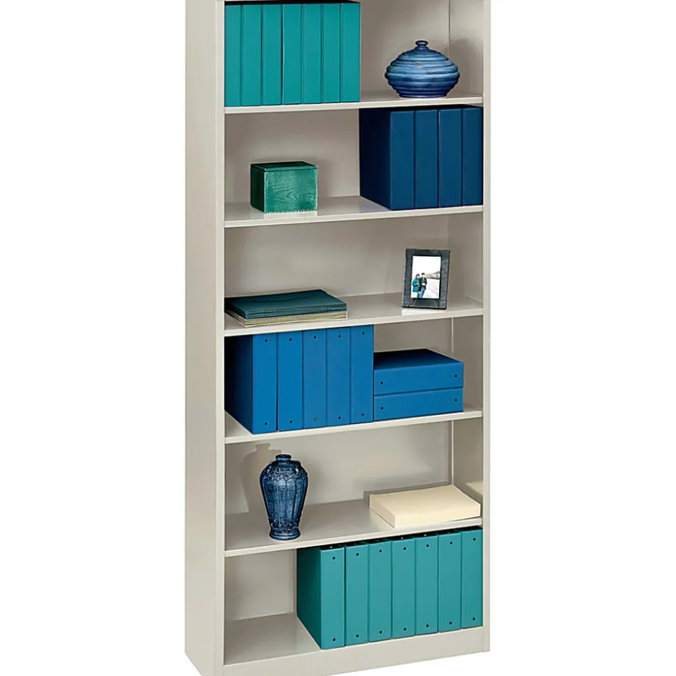 HON® Brigade® Steel Modular Shelving Bookcase, 6 Shelves (4 Adjustable), 81-1/8"H x 34-1/2"W x 12-5/8"D, Light Gray