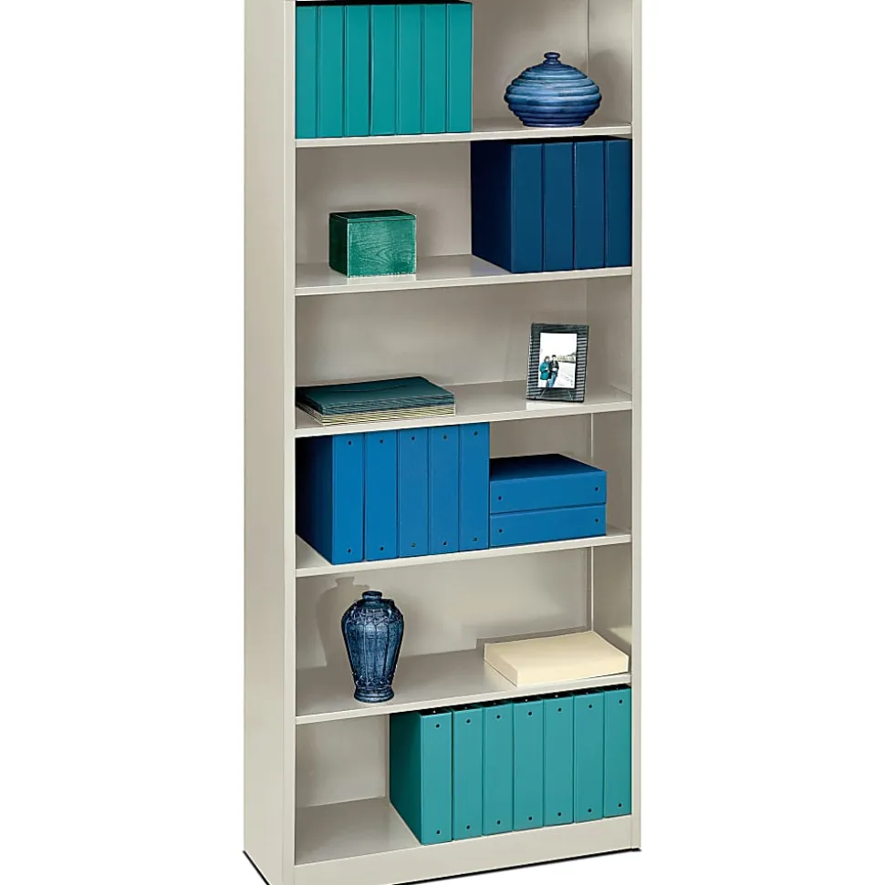 HON® Brigade® Steel Modular Shelving Bookcase, 6 Shelves (4 Adjustable), 81-1/8"H x 34-1/2"W x 12-5/8"D, Light Gray