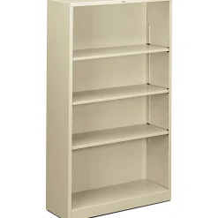 HONĀ® BrigadeĀ® Steel Modular Shelving Bookcase, 4 Shelves, 60"H x 34-1/2"W x 12-5/8"D, Putty